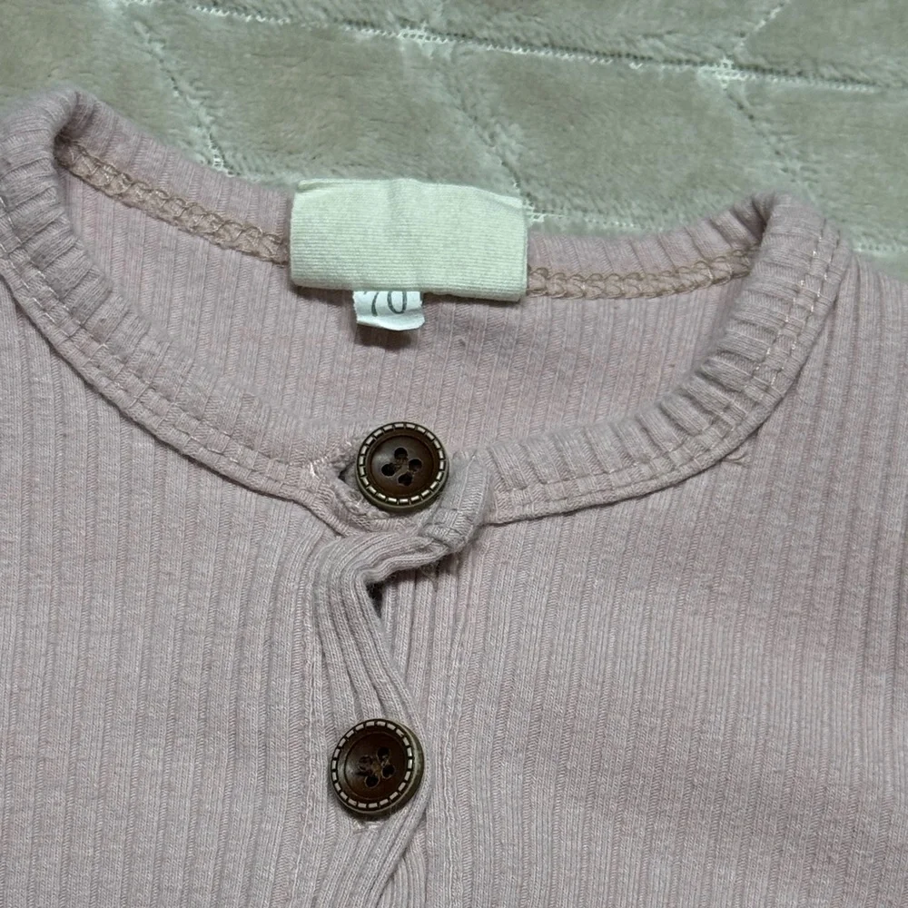 Pale Pink Ribbed Baby Jumpsuit | 6-9M